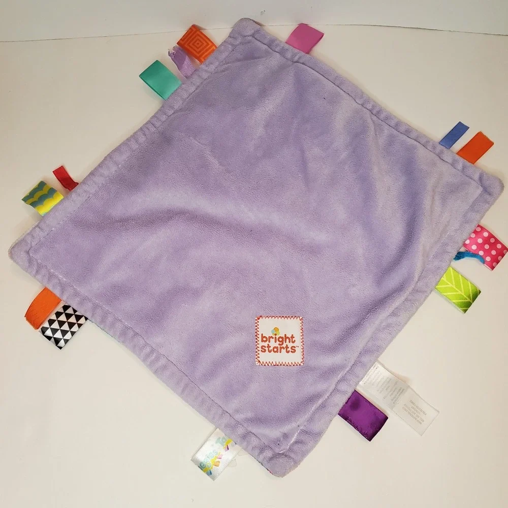 Bright Starts Taggies Security Blanket‎ Baby Lovey Pink Flowers Floral Purple